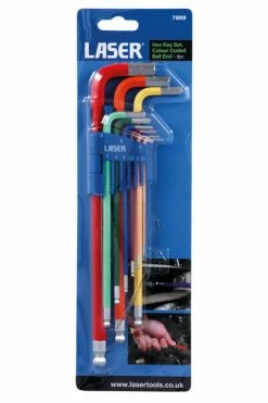 Laser Colour Coded Hex Key Set – Ball End 9pc -Power Tools Sales Store 7869 Packaging